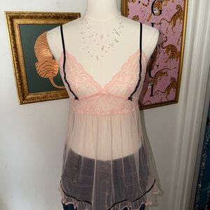 Elegant Pink Lace Babydoll Lingerie
